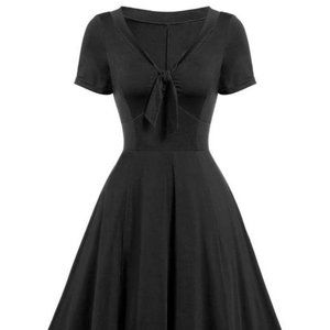 Black Retro Bow Tie Pin Up Dress